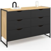Idmarket - Commode 6 tiroirs noirs boston 115 cm design industriel