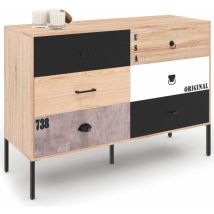 Idmarket - Commode 6 tiroirs sacramento 115 cm design industriel dépareillé