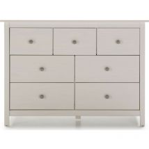 Homifab - Commode 7 tiroirs en pin massif blanc 110 cm - Elton