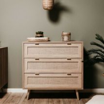 Toscohome - Commode 80x80h cm avec 3 tiroirs effet osier couleur - Bali