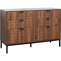 Oviala - Commode à 6 tiroirs en mdf décor mélaminé bois foncé