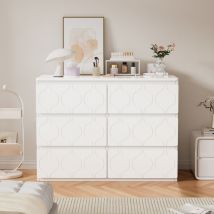 Lafomukea - Commode à 6 tiroirs, meuble d'entrée, pour salon, salle de bains et chambre à coucher, motif ondulé, laqué, design d'angle antichoc, 6