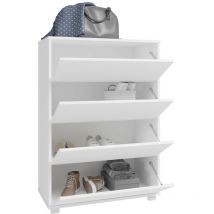 Beaux Meubles Pas Chers - Commode à Chaussures 12 Paires 4 Abattants Blanc
