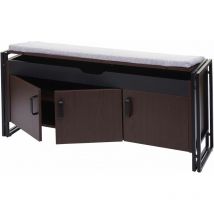HHG - Commode à chaussures avec siège 159, commode banc 53x110x30cm structure 3D métal, brun foncé