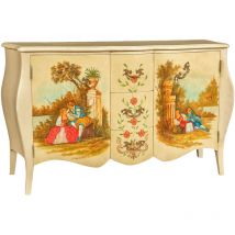 Commode à deux portes et trois tiroirs, décoration champêtre, L155XPR54xH91 cm.