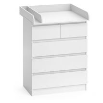 Commode à langer Emma, Blanc, 80x110.2cm avec 5 tiroirs Vicco