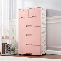 Commode à tiroirs en plastique, 6 tiroirs, armoire à vêtements en plastique, armoire de rangement à 4 roulettes, pour vêtements, salle de jeux,