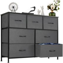 Commode, Armoire, Meuble de Rangement, 7 Tiroirs en Tissu avec Poignées, Cadre en Métal, Style Industriel, Gris