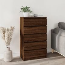 Bonnevie - Commode Armoire à tiroirs Meuble de Rangement - Style Contemporain Chêne marron 60x36x103 cm Bois d'ingénierie BV235161