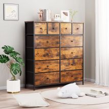 Tlgreen - Commode avec 12 Tiroirs en Tissu,Meuble de Rangement,Buffet,Armoire à tiroirs pour Salon,Chambre,Bureau,Marron