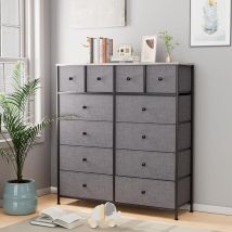 Tlgreen - Commode avec 12 Tiroirs en Tissu,Meuble de Rangement,Buffet,Armoire à tiroirs pour Salon,Chambre,Bureau,Gris
