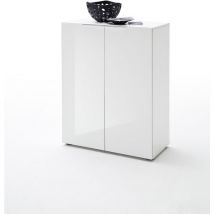 Pegane - Commode avec 2 portes coloris laqué blanc brillant - L80 x H101 x P39 cm