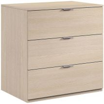 Mobimarket - Commode à trois tiroirs, couleur chêne, 77 x 80 x 38 cm.