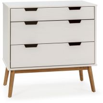 Vs Venta-stock - Commode Baku 3 tiroirs couleur blanc, 80 cm longueur