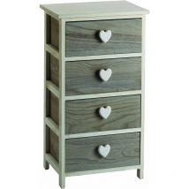 King Home - Commode blanche/grise avec boutons en forme de cœur, en bois de Paulownia