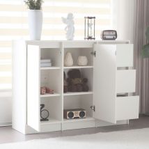 Hauss Spole - Commode Buffet 120x90x35 cm, Coiffeuse/Meuble à chaussures, moderne avec étagères réglables, salon/cuisine, Blanc