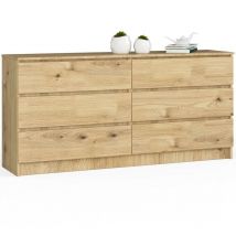 Akord - Grande Commode pour le salon K160 Chêne Artisan 160 cm 6 tiroirs façade Chêne Artisan 160x40x77 cm