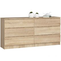 Akord - Grande Commode pour le salon K160 Chêne Sonoma 160 cm 6 tiroirs façade Chêne Sonoma 160x40x77 cm
