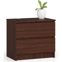 Table de chevet AKORD K60 Wengé 60 cm 2 tiroirs façade Wengé 60x40x55 cm
