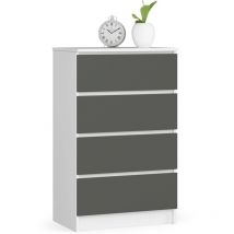 Akord - Commode K60 Blanche 60 cm 4 tiroirs façade Gris Graphite 60x40x99 cm