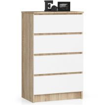 Abamihome - Commode akord K60 Chêne Sonoma 60 cm 4 tiroirs façade Blanche 60x40x99 cm
