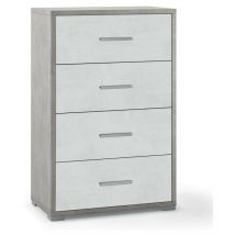 Sarmog - Commode de bureau à quatre tiroirs Ciment Blanc 51x41x h110 cm