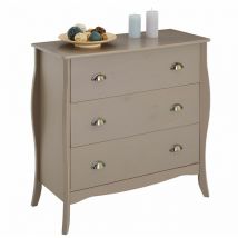 Idimex - Commode antoinette au style baroque, en pin massif, lasuré taupe