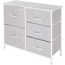 Ml-design - ml Design Commode en Tissu à 5 Tiroirs, 80x30x70 cm, Blanc, Cadre en Métal / Panneau en mdf, Meuble de Rangement, Penderie, Buffet,