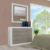 Fanmuebles - Commode de chambre Laura 4 tiroirs 98 x 81,5 x 39,6 cm Couleur: pin andersen - gris