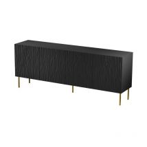 Commode de rangement Meuble universel 190x75x42cm sur pied Noir mat YOUNGE