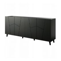 Commode de rangement Meuble universel 200x82x42 cm Noir mat VISO sur pieds