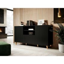 Commode de rangement Meuble universel NOIR 150x83x40cm PALACE élegant sur pieds
