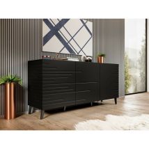 Commode de rangement Meuble universel Noir 155x72x40cm NOVAK sur pieds