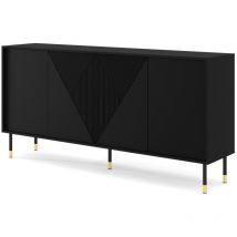 Commode de rangement Meuble universel WODUN 180x40x88cm Noir mat