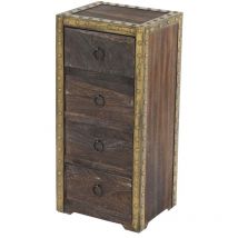 HHG - Commode Duran, commode à tiroirs, armoire, 4 tiroirs, style shabby, vintage 70x33x26cm, marron