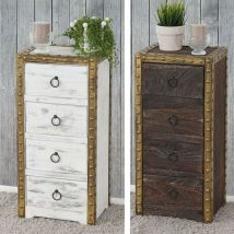 Mendler - Commode Duran, commode à tiroirs, armoire, 4 tiroirs, style shabby, vintage 70x33x26cm - marron