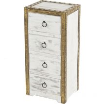 Mendler - Commode Duran, commode à tiroirs, armoire, 4 tiroirs, style shabby, vintage 70x33x26cm - blanc