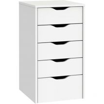 EKO Commode Couleur Blanche 5 tiroirs Bureau Buck Office Study Style Moderne Meubles 71x40x43 cm
