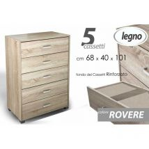 Gicos - Commode 5 tiroirs en chêne cm 68 x 40 x 101 h
