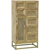 Aubry Gaspard - Commode en manguier et cannage en rotin