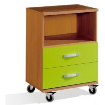 Muebles Pitarch - Commode enfant à roulettes 55x78 cm en cerisier et pistache, table enfant