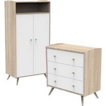 Sauthon - Commode et armoire Access - Blanc et bois