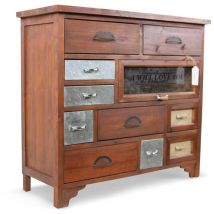 Commode Grainetier 11 Tiroirs Bois 90x34x80cm - Marron - Décoration d'Autrefois