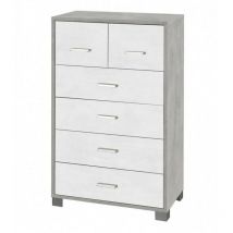 Sarmog - Commode haute six tiroirs Ciment Blanc 70x41x h112 cm