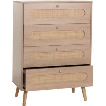 Commode HHG 211, Armoire Sideboard Highboard, Kubu rotin bois, 101x71x42cm aspect chêne