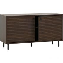HHG - Commode 315, commode armoire, style scandinave métal bois mélamine mvg 53x94x35cm, brun foncé