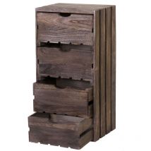 Hegele - Commode HHG-519, 4 tiroirs, 70x32x26cm, brun shabby