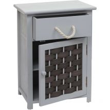 Commode HHG-636, armoire à tiroirs, bois 55x39,5x28,5cm, gris, poly rotin gris foncé