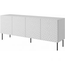 Commode HOLE 190cm façade fraisée panneau MDF quatre portes blanc mat