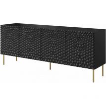 Bim Furniture - Commode hole 190cm façade fraisée panneau mdf quatre portes noir mat